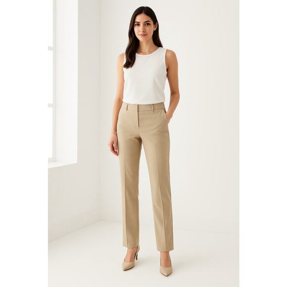 Calvin Klein Beige Lightweight Trousers Officewear Slacks Size 2 - Picture 1 of 8